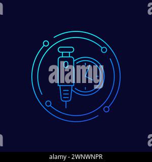 insulin injection time icon, linear design Stock Vector