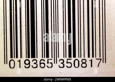 Barcode with numbers close-up Stock Photo