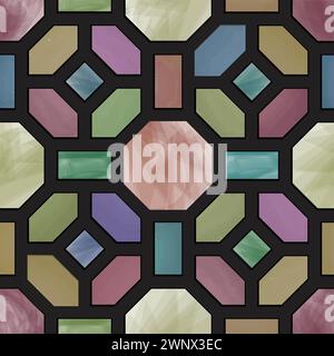 Artistic geometric watercolor seamless pattern. Abstract outline colored texture. Cube, rhomb, hexagon stylish ornamental retro design element Stock Vector