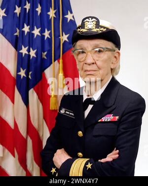 GRACE HOPPER (1906-1992)  American computer scientist and US Navy rear admiral in 1984. Photo: US Navy Stock Photo