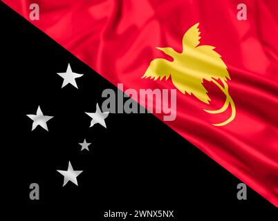 The Flag of The Independent State of Papa New Guinea with a Ripple Effect Stock Photo