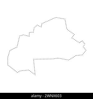 Burkina Faso country simplified map. Black dotted outline contour. Simple vector icon. Stock Vector