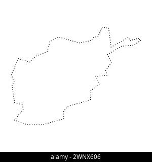 Afghanistan country simplified map. Black dotted outline contour. Simple vector icon. Stock Vector