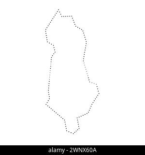 Albania country simplified map. Black dotted outline contour. Simple vector icon. Stock Vector