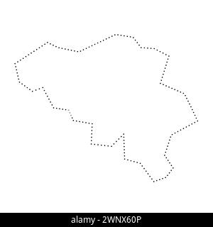 Belgium country simplified map. Black dotted outline contour. Simple vector icon. Stock Vector