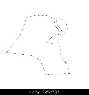 Kuwait country simplified map. Black dotted outline contour. Simple vector icon. Stock Vector