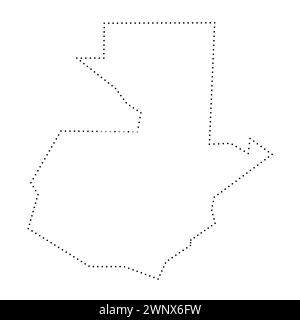Guatemala country simplified map. Black dotted outline contour. Simple vector icon. Stock Vector