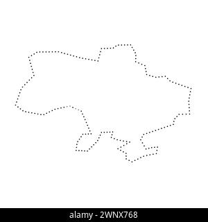 Ukraine country simplified map. Black dotted outline contour. Simple vector icon. Stock Vector