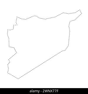 Syria country simplified map. Black dotted outline contour. Simple vector icon. Stock Vector