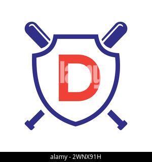 Letter D Baseball Logo Design Vector Template. Baseball Club Symbol Stock Vector