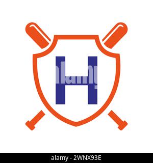 Letter H Baseball Logo Design Vector Template. Baseball Club Symbol Stock Vector