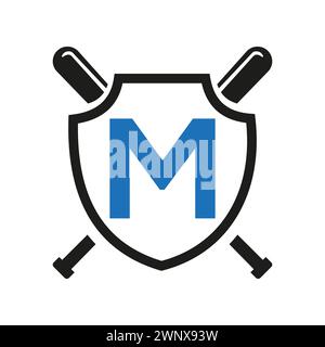 Letter M Baseball Logo Design Vector Template. Baseball Club Symbol Stock Vector