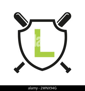 Letter L Baseball Logo Design Vector Template. Baseball Club Symbol Stock Vector
