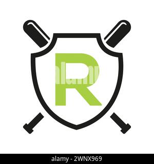 Letter R Baseball Logo Design Vector Template. Baseball Club Symbol Stock Vector