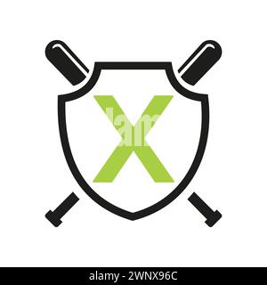 Letter X Baseball Logo Design Vector Template. Baseball Club Symbol Stock Vector
