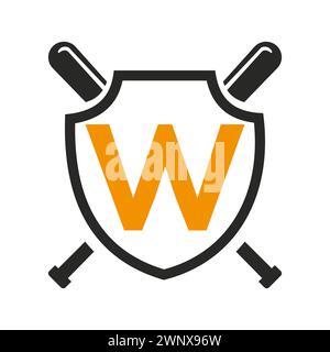 Letter W Baseball Logo Design Vector Template. Baseball Club Symbol Stock Vector