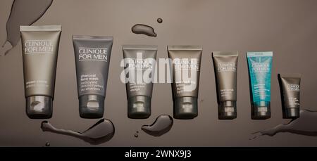 Mansfield,Nottingham,United Kingdom,2nd March 2024:Studio product image of Clinique For Men personal care products. Stock Photo