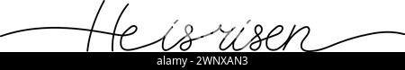 He is risen one continuous line lettering vector illustration Stock Vector