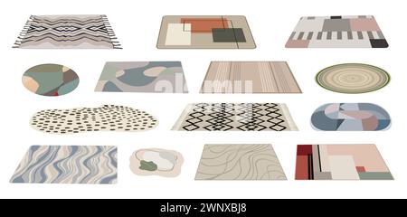 Set of modern Carpets, rugs, wool textile mats. Stock Vector