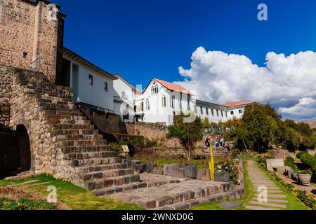 The Coricancha Temple, The union of two cultures, Cusco, Peru. Stock Photo