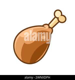 Chicken Wing On Bucket Cartoon Vector Icon Illustration. Food Object Icon Concept Isolated Premium Vector. Flat Cartoon Style Stock Vector