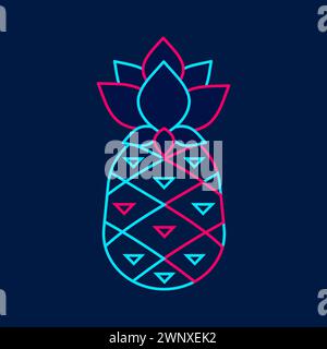 A glowing neon pineapple light sign. Layered vector illustration. Stock Vector