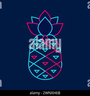 A glowing neon pineapple light sign. Layered vector illustration. Stock Vector