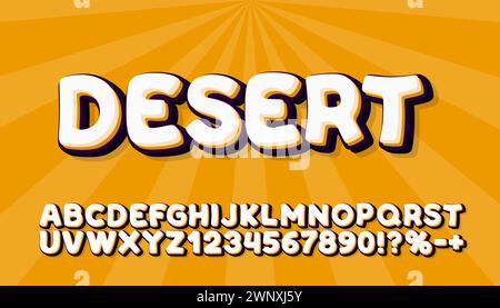 Desert color orange font. English alphabet and numbers sign. Vector Stock Vector