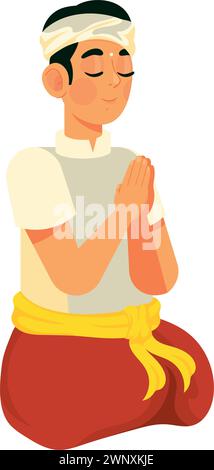 nyepi balinese man Stock Vector
