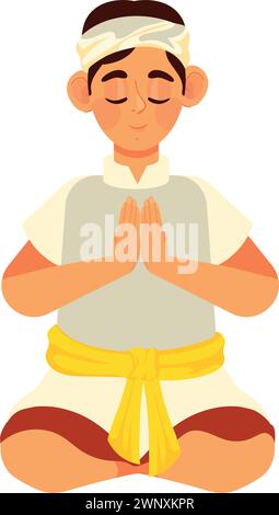 nyepi man prayer Stock Vector