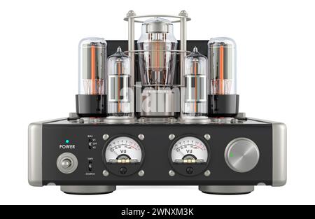 Vacuum tube amplifier, 3D rendering isolated on white background Stock Photo