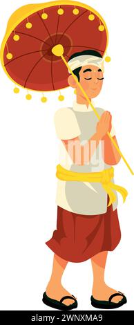 nyepi prayer man Stock Vector