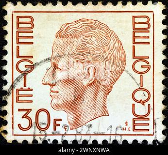 BELGIUM - CIRCA 1971: A stamp printed in Belgium shows King Baudouin Stock Photo