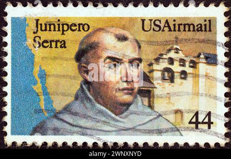 USA - CIRCA 1985: A stamp printed in USA shows Junipero Serra Stock Photo