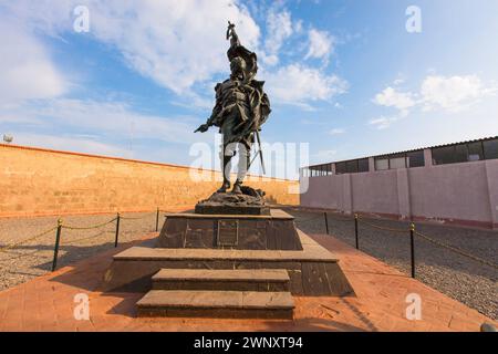 Monument to Francisco Bolognesi, national hero, inside the Fortress of the Royal Felipe, Lima Peru Stock Photo