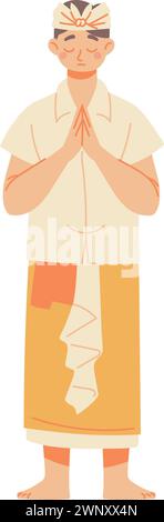 nyepi prayer man Stock Vector