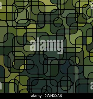 abstract vector stained-glass mosaic background - dark green Stock Vector