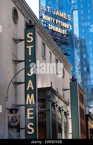 'Monty Python's Spamalot' playing at the St. James Theatre in New York City, 2024, USA Stock Photo