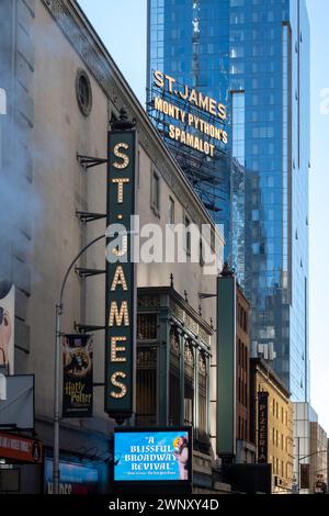 'Monty Python's Spamalot' playing at the St. James Theatre in New York City, 2024, USA Stock Photo