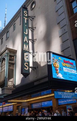 'Monty Python's Spamalot' playing at the St. James Theatre in New York City, 2024, USA Stock Photo