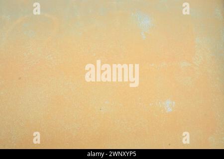 Orange oil painting on plastered wall. Oil paint texture with brush and palette knife strokes. Modern art concept. Horizontal fragment. Stock Photo