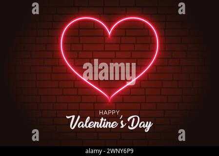 Valentines Day Red Neon Heart Shape Stock Vector