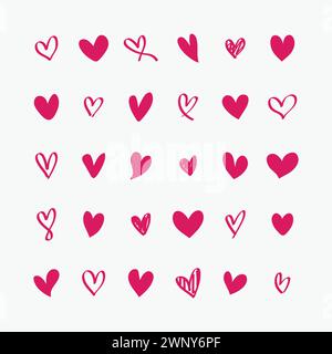 Heart Icon Vector Bundle Collection, Valentine's Day Sign, Love Symbol Isolated, Vector illustration Stock Vector