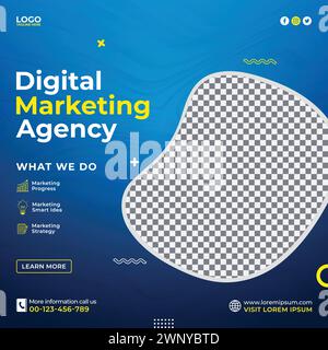 Digital Marketing Agency Instagram Post and Social Media Banner Template Stock Vector