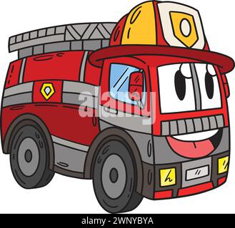 Firefighter Truck Toy Colored Cartoon Illustration Stock Vector Image ...