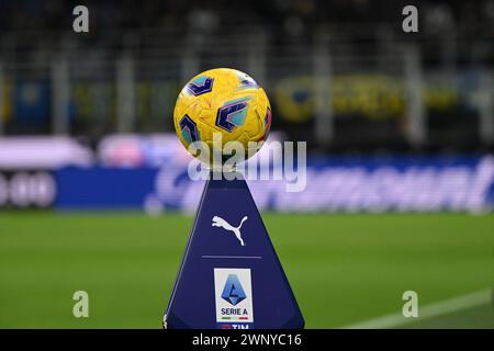 Milan, Italy. 04th Mar, 2024. Match ball the Italian Serie A football match between Inter FC Internazionale and Genoa CFC on 4 of March 2024 at Giuseppe Meazza San Siro Siro stadium in Milan, Italy. Photo Tiziano Ballabio Credit: Independent Photo Agency/Alamy Live News Stock Photo