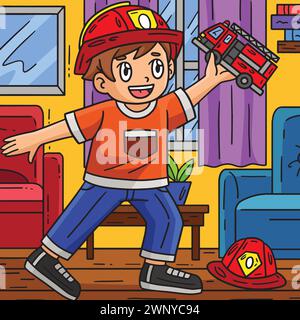 Firefighter Truck Toy Cartoon Colored Clipart Stock Vector Image & Art ...
