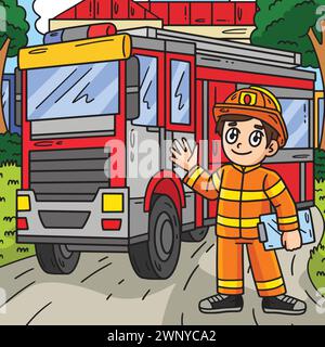 Firefighter Truck Cartoon Colored Clipart Stock Vector Image & Art - Alamy