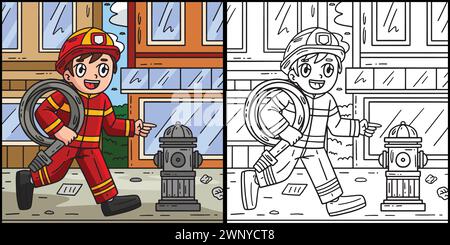 Firefighter Fire Hydrant Coloring Page for Kids Stock Vector Image ...