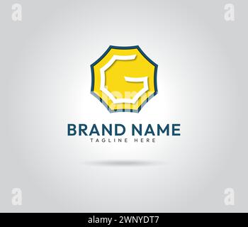 Letter G logo design with yellow, white and dark blue colors, Business logo vector template Stock Vector